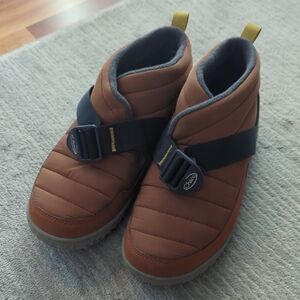 Chaco Brown Slippers with Adjustable Strap and Quilted Design